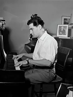 Bernstein Leonard Prints: Portrait of Leonard Bernstein in his apartment