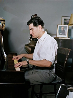Bill Gottlieb Prints: Portrait of Leonard Bernstein in his apartment
