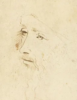 Circle Of Prints: Portrait of Leonardo da Vinci, ca 1518. Creator: Leonardo da Vinci, (Circle of)