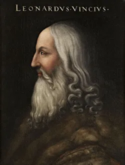 Portrait of Leonardo da Vinci (Giovio Series), 1566-1568. Artist: Dell Altissimo, Cristofano (1525-1605)