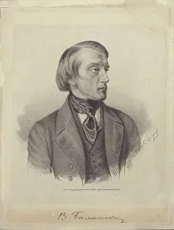 State Central Literary Museum Prints: Portrait of the Literary critic and Philosopher Vissarion Grigoryevich Belinsky (1811-1848)