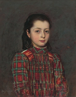Tartan Prints: Portrait of a little girl, 1897. Creator: Koloman Hazlinsky