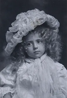 Platinum Prints 1900 Gmgpc Prints: Portrait of little girl in frilly hat, c1900. Creator: Addie Kilburn Robinson