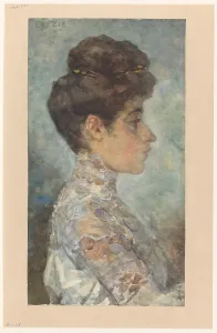 Andringa Martinus Van Prints: Portrait of Lizzy, in profile to the right, 1874-1918. Creator: Martinus van Andringa