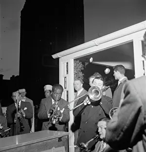 Satchmo Prints: Portrait of Louis Armstrong and Jack Teagarden, 1938. Creator: William Paul Gottlieb