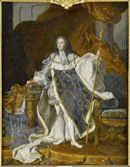 Rigaud Gallery: Portrait of Louis XV in his royal costume. Artist: Rigaud, Hyacinthe Francois Honore (1659-1743)