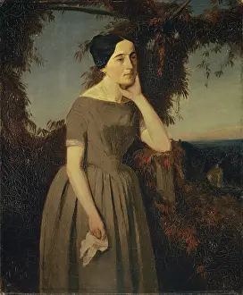 Swiss Prints: Portrait of Louisa Schmid, 1849. Creator: Arnold Bocklin
