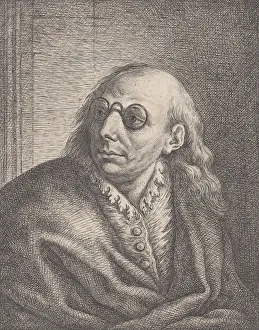 Lucca Giordano Prints: Portrait of Luca Giordano, wearing round spectacles and looking to the left, 1692-1727