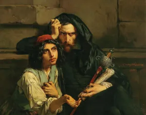 Private Collectionneoclassicism Prints: Portrait of Luís de Camões and his guide, 1855. Creator: Wappers, Gustave (1803-1874)
