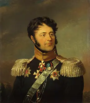 Sideburns Prints: Portrait of Luka A. Denisyev (1762-1846), 1823. Creator: Workshop of George Dawe
