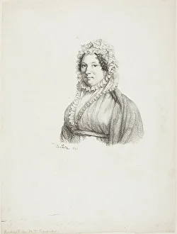 Lace Cap Prints: Portrait of Madame Baquoy, 1820. Creator: Andre Dutertre