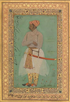 Maharaja Gallery: Portrait of Maharaja Bhim Kanwar, Folio from the Shah Jahan Album, verso: ca. 1615-29