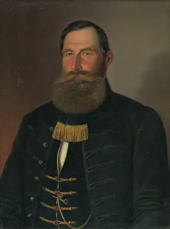 Buttons Prints: Portrait of a man with a beard and mustache, 1860-1865. Creator: Peter Michal Bohun