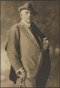 Pose Prints: Portrait of a Man with Cane and Gloves, 1907-1943. Creator: Louis Fleckenstein