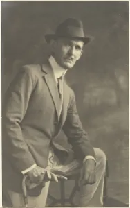 Pose Prints: Portrait of a Man with Cane and Gloves, 1907-1943. Creator: Louis Fleckenstein