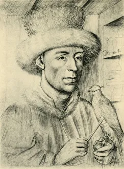 Silverpoint Prints: Portrait of a Man with a Falcon, c1447, (1943). Creator: Petrus Christus