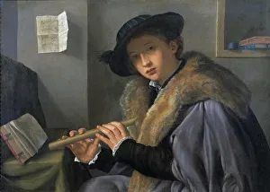 Brescia Collection: Portrait of a man with flute, c. 1525
