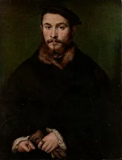 Corneille De Lyon Gallery: Portrait of a Man with Gloves, ca. 1535. Creator: Corneille de Lyon