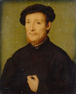 Claude Corneille Gallery: Portrait of a Man with His Hand on His Chest, 1540-45. Creator: Corneille de Lyon