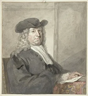 Papers Prints: Portrait of a man with a hat and a grey wig