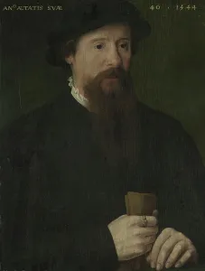 Pieter Pourbus Prints: Portrait of a man holding his gloves, 1544. Creator: Unknown