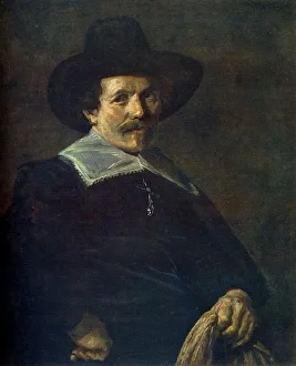 Hals Gallery: Portrait of a Man holding Gloves, c1645, (1912).Artist: Frans Hals
