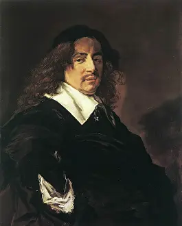 Hals Prints: Portrait of a man with long hair and a mustache, 1653. Creator: Frans Hals