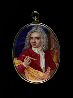 Powdered Prints: Portrait of a man, probably a musician, between 1725 and 1750. Creator: English School