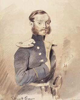 Posture Collection: Portrait of a Man in Uniform. Edmond Peyron. (c1850s). Creator: Fritz von Dardel