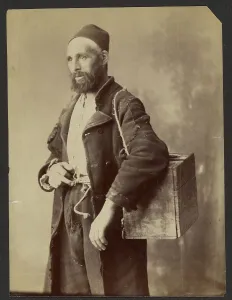 Ragged Prints: Portrait of man wearing fez, about 1870-1880. Creator: Unknown