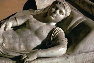 Portrait on the marble lid of a Roman sarcophagus, 1st century BC