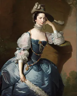 Panniers Prints: Portrait of Margaret, Lady Oxenden, c. 1755. Artist: Hudson, Thomas (1701-1779)