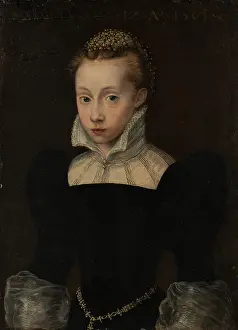 Black Background Prints: Portrait of Margarethe von Holzhausen, 1565. Creator: Unknown