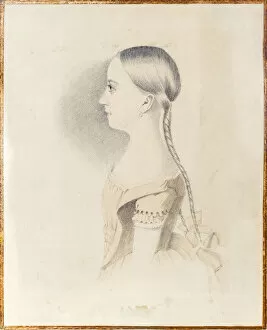 Watercolour On Paper Gallery: Portrait of Maria Alexandrovna Pushkina (1832-1919), 1844
