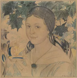Kustodiev Gallery: Portrait of Maria Shostakovich, 1922. Artist: Kustodiev, Boris Michaylovich (1878-1927)