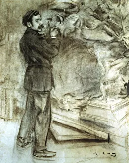 Nacional Prints: Portrait of Mariano Benlliure, Spanish sculptor known for his public Sculptures