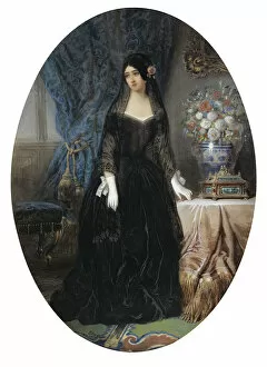 Portrait of Marie Duplessis (1824-1847), La Dame aux Camelias, c. 1840. Artist: Olivier, Jean-Charles (active 1840s)