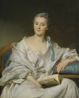 Portrait of Marie-Francoise Julie Constance Filleul, Marquise de Marigny with a book