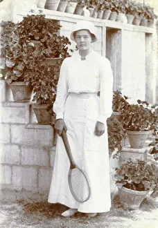 Tennis Racquet Prints: Portrait of Marie-Louise Flygare (g. Lundberg) in Persia 1913-14. Creator: Harald Lundberg