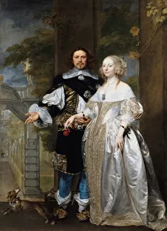 Bride And Groom Collection: Portrait of a Married Couple in the Park, 1662. Artist: Coques, Gonzales (1614 / 18-1684)