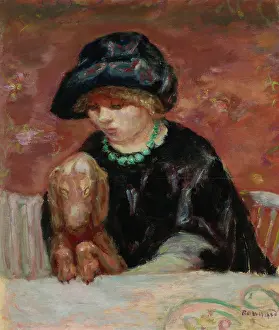 Pierre 1867 1947 Prints: Portrait of Marthe Bonnard with a basset, c1912. Creator: Bonnard, Pierre (1867-1947)