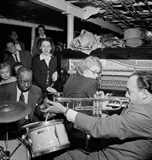 Portrait of Marty Marsala, Bunty Pendelton, and Baby Dodds, Riverboat on the Hudson, N.Y. 1947. Creator: William Paul Gottlieb
