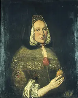Flask Prints: Portrait of Mary Jamesone. Creator: George Jamesone