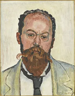 Mus And Xe9 Prints: Portrait of Mathias Morhardt (1863-1939), 1913. Creator: Hodler, Ferdinand (1853-1918)
