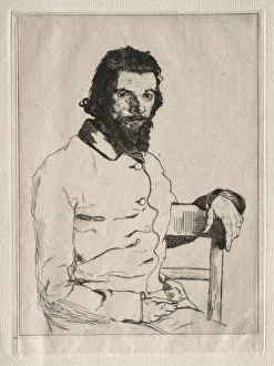 Reproduction Prints: Portrait of Meryon, Seated. Creator: Felix Bracquemond (French, 1833-1914)