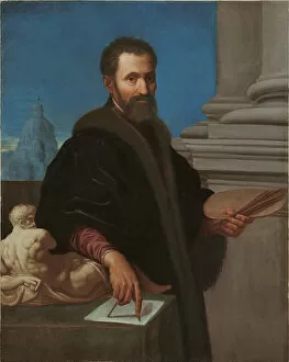Florentine School Gallery: Portrait of Michelangelo Buonarroti, Early 17th cen