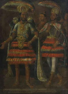 Portrait of Moctezuma and Cuauhtemoc, 17th century. Artist: Anonymous Portrait of Moctezuma and Cuauhtemoc, 17th century. Artist: Anonymous
