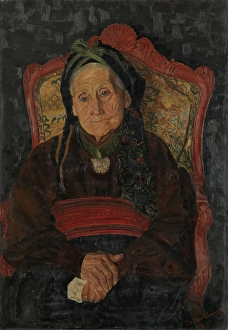 Hands In Lap Prints: Portrait of Mor Kleppen, 1896 or 1897. Creator: Helene Augusta Vosgraff