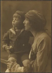 Pictorialism Prints: Portrait of a Mother and Child in Sailor Suit, 1907-1943. Creator: Louis Fleckenstein