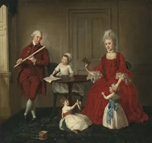 Portrait of Mr. And Mrs. James Blew And Their Three Children In An Elegant Interior